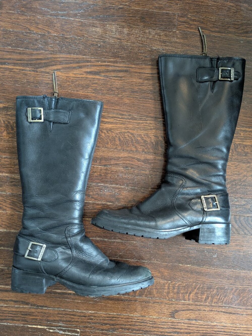Timberland Tall Black Leather Moto Boots – Women's 8.5M